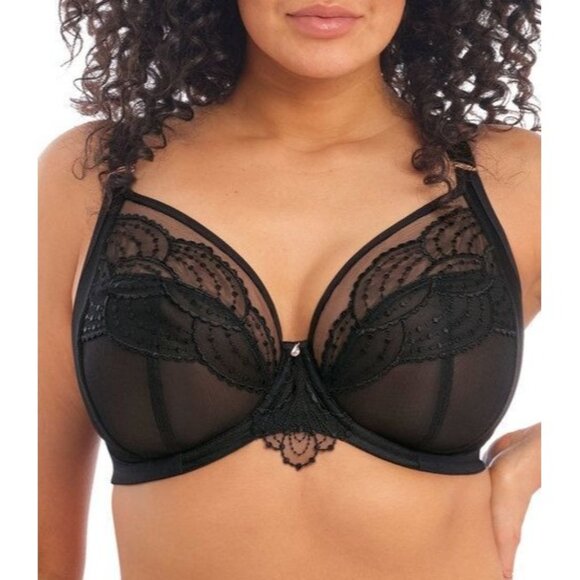 Elomi Priya Plunge Underwire Bra Black Size 32N NEW - Picture 1 of 7